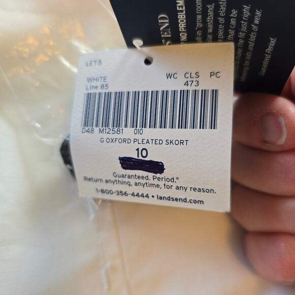 Lands' End Oxford Pleated Skort Women's 10 White Ribbon Belt Pickleball Tennis - Picture 8 of 12